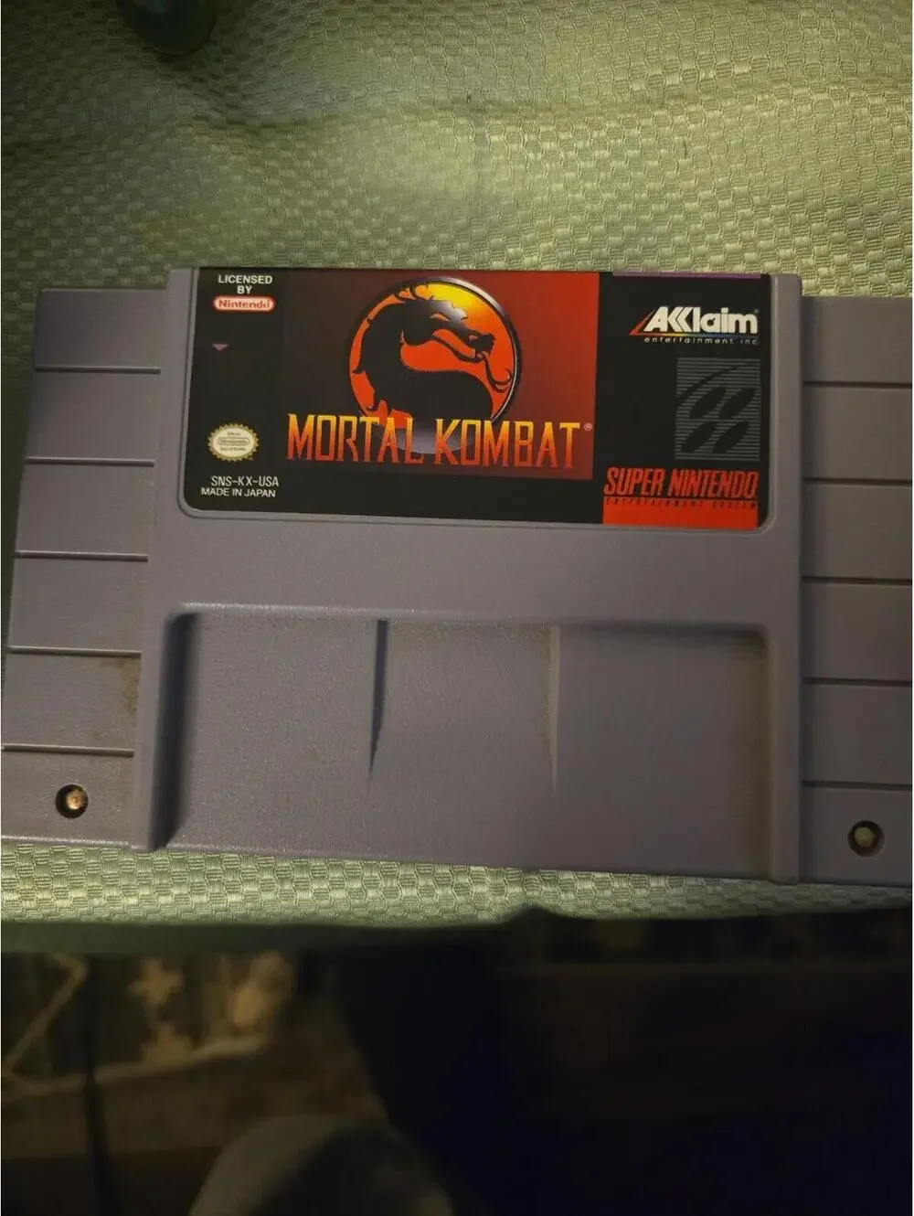 Mortal Kombat (Super Nintendo, SNES) Authentic Game Cartridge